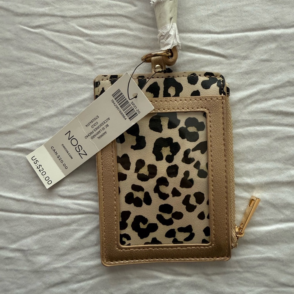 Chico's Animal Print Card Holder with Metallic Accents